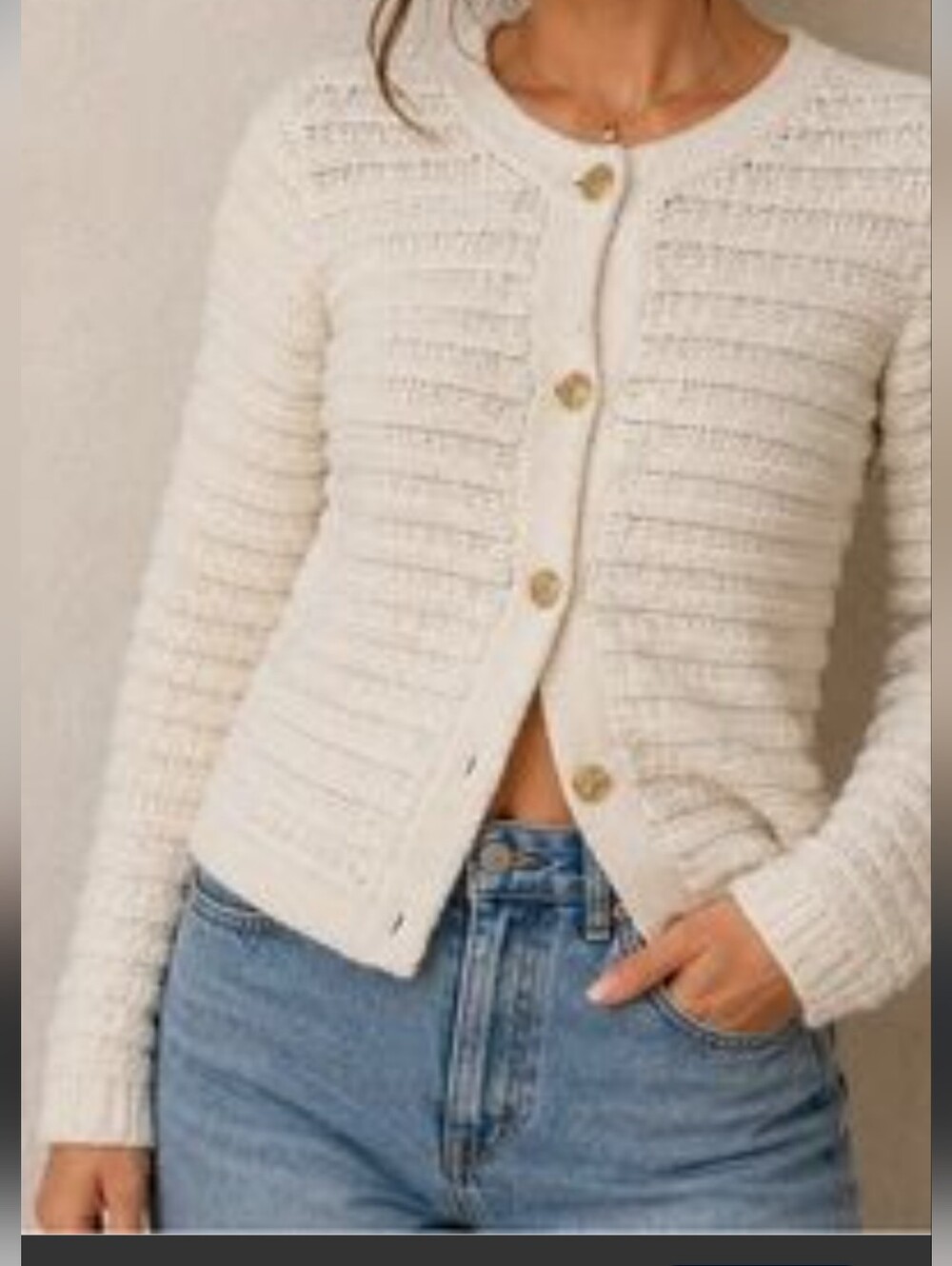 NWT Draper James Cropped Knit Button Front Cardigan Sweater Ivory XL